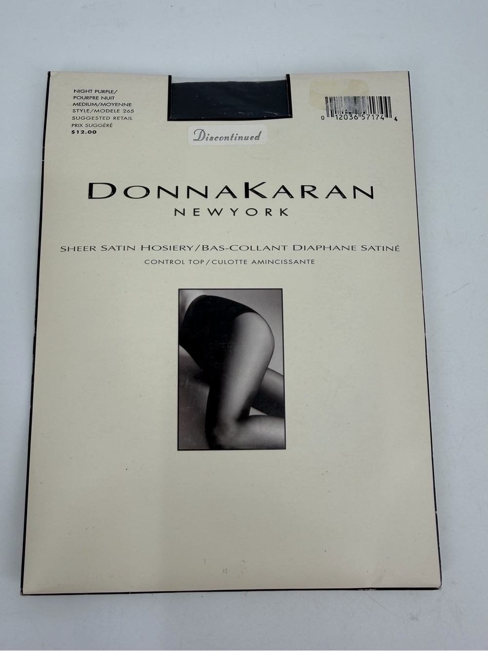 Donna Karan New York Pantyhose Medium Sheer Satin VTG Night Purple Style 265